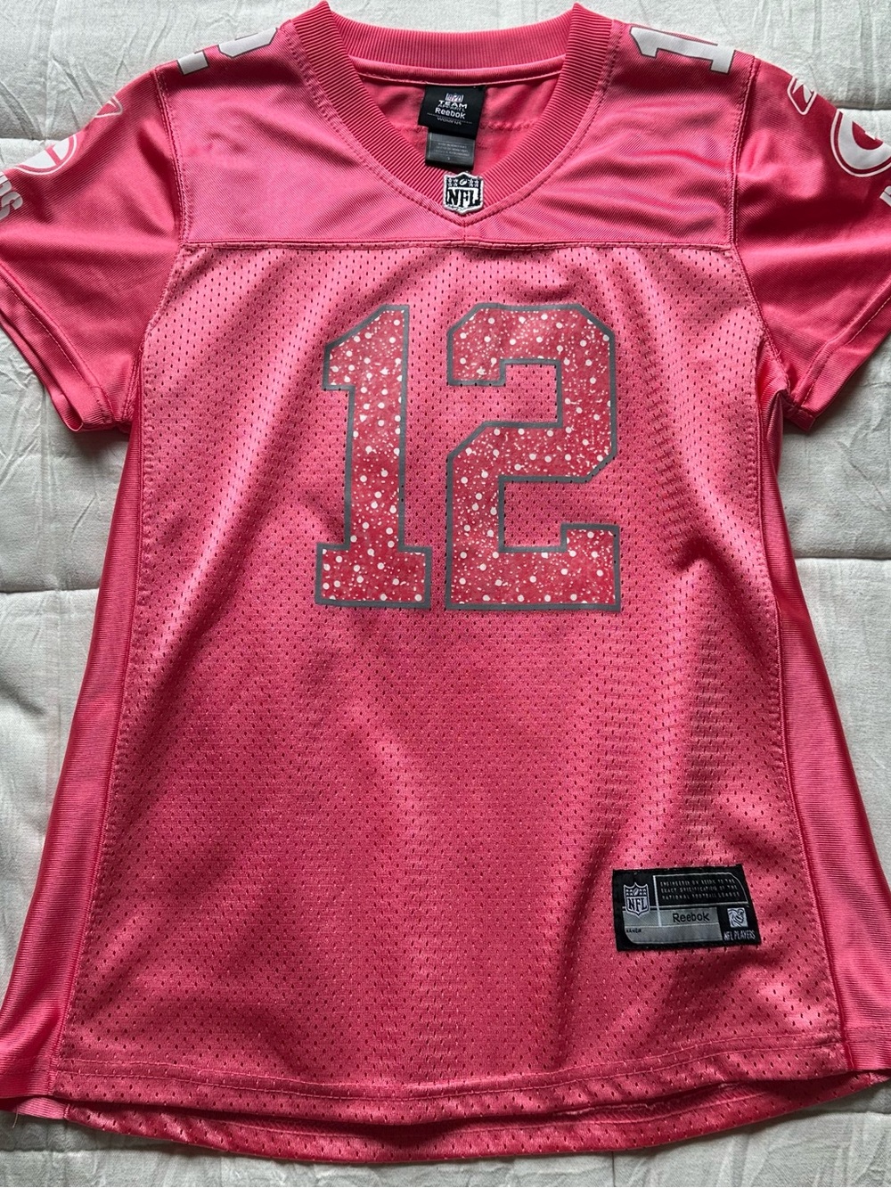 Reebok Pink Women's #12 Sequined NFL Jersey
